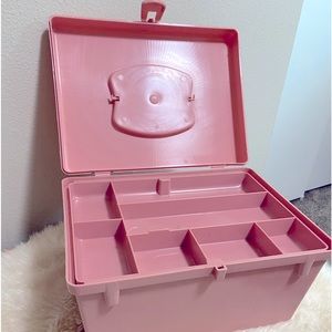 Vintage Curler Case mid century pink